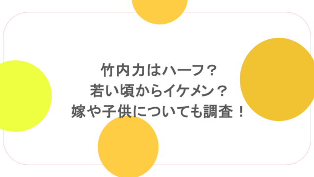 竹内力はハーフ?若い頃からイケメン?嫁や子供についても調査!