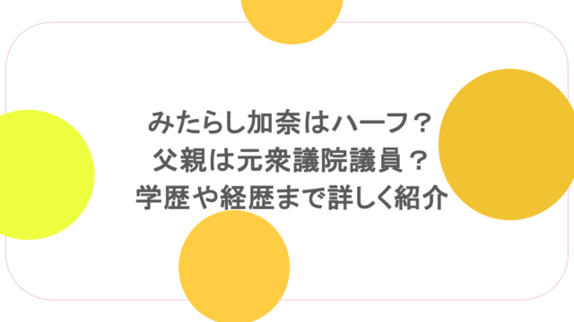 みたらし加奈はハーフ？父親は元衆議院議員？学歴や経歴まで詳しく紹介