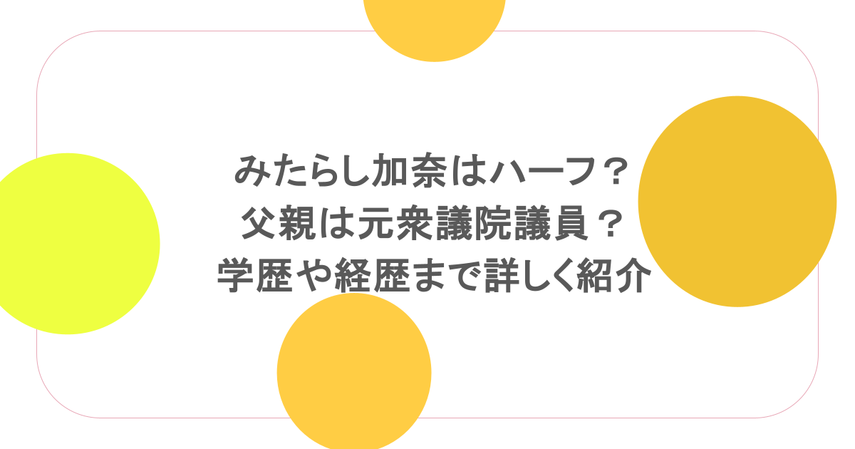 みたらし加奈はハーフ？父親は元衆議院議員？学歴や経歴まで詳しく紹介