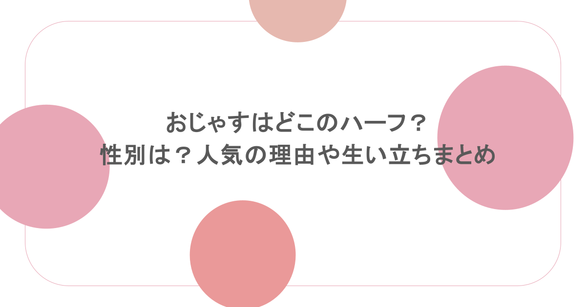 おじゃすはどこのハーフ?性別は?人気の理由や生い立ちまとめ